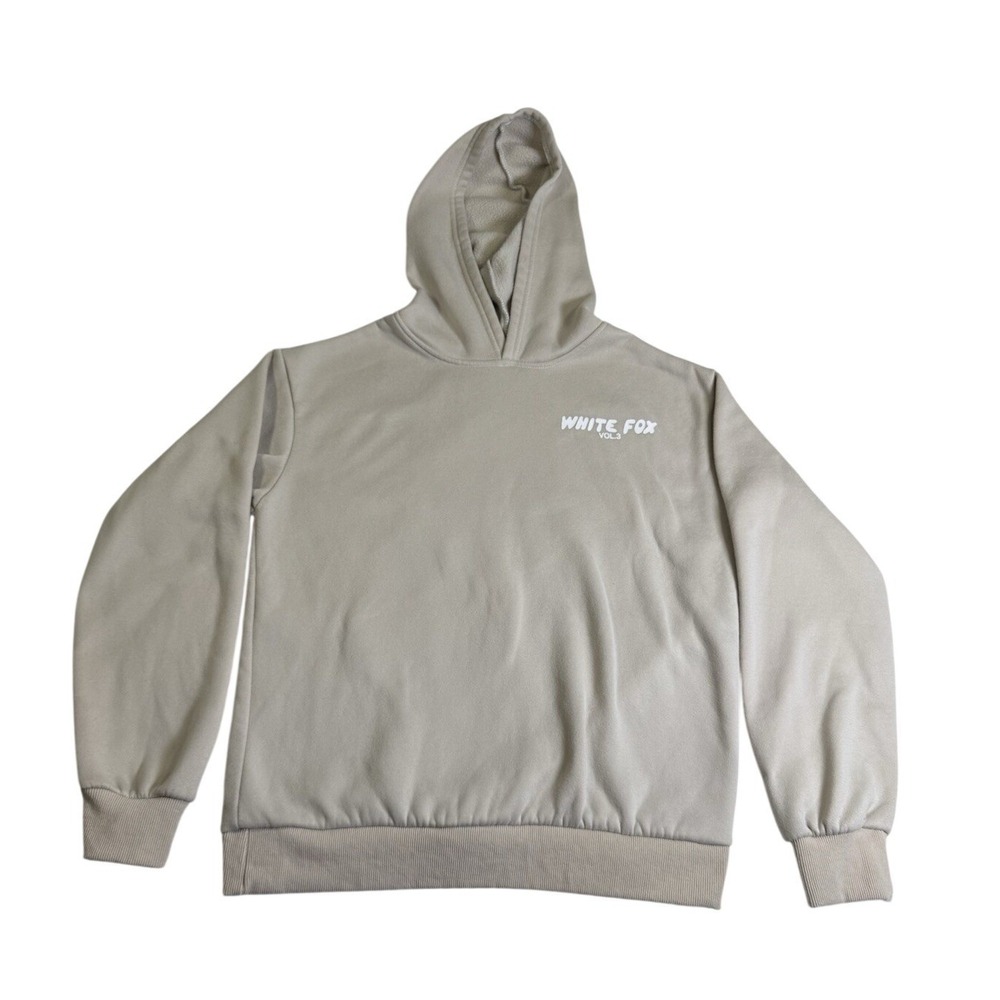 White Fox Boutique Hoodie Women Small Tan Excellent Vol. 3 Graphic Sweatshirt